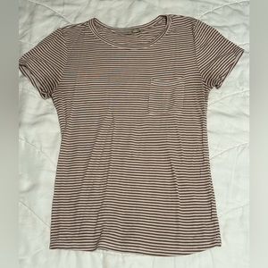 Brown and white striped tee